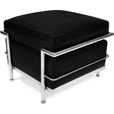 PRIVATEFLOOR Quadratischer Fußhocker - Bezug Aus Kunstleder - Kart Schwarz PRIVATEFLOOR Quadratischer Fußhocker - Bezug Aus Kunstleder - Kart Schwarz