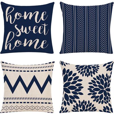 AIDUCHO Set Mit 4 Dekorativen Kissenbezügen Für Sofa, Wohnzimmer Und Außenbereich – 45 X 45 Cm – Blau AIDUCHO Set Mit 4 Dekorativen Kissenbezügen Für Sofa, Wohnzimmer Und Außenbereich – 45 X 45 Cm – Blau