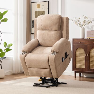 KELLANY Multifunktionaler Elektrischer Relaxsessel Mit Aufstehhilfe,massage Und Wärmefunktion, Elektrisch Verstellbarer Rückenlehne Und Fußstütze Sowie Seitlichen Aufbewahrungstaschen Und Getränkehaltertaupe KELLANY Multifunktionaler Elektrischer Relaxsessel Mit Aufstehhilfe,massage Und Wärmefunktion, Elektrisch Verstellbarer Rückenlehne Und Fußstütze Sowie Seitlichen Aufbewahrungstaschen Und Getränkehaltertaupe
