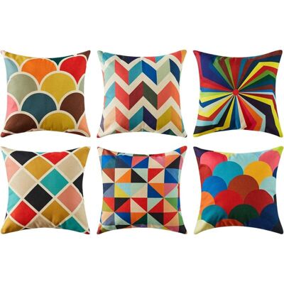 GALOZZOIT Kissenbezug 45 X 45 Cm Sofa Outdoor Gartenmöbel Skandinavisch Deko 6 Stück Baumwolle Leinen Set Quadratische Kissenbezüge Kinderzimmer Stuhl Laubendesign Buntes Geometrisches Muster GALOZZOIT Kissenbezug 45 X 45 Cm Sofa Outdoor Gartenmöbel Skandinavisch Deko 6 Stück Baumwolle Leinen Set Quadratische Kissenbezüge Kinderzimmer Stuhl Laubendesign Buntes Geometrisches Muster