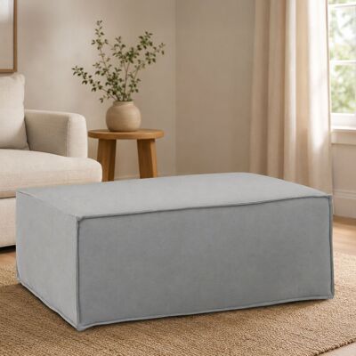 Puff Dabdella, Ottomane Im Wohnzimmer, 100% Made In Italy, Relaxsessel Aus Gepolstertem Stoff, Cm 100x70h43, Grau - Dmora Puff Dabdella, Ottomane Im Wohnzimmer, 100% Made In Italy, Relaxsessel Aus Gepolstertem Stoff, Cm 100x70h43, Grau - Dmora