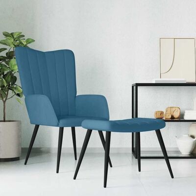 Relaxsessel Mit Hocker Blau Samt Vidaxl Relaxsessel Mit Hocker Blau Samt Vidaxl