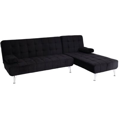 Hhg - Schlafsofa 729, Couch Ecksofa Sofa, Liegefläche Links/rechts Schlaffunktion 236cm Samt Schwarz Hhg - Schlafsofa 729, Couch Ecksofa Sofa, Liegefläche Links/rechts Schlaffunktion 236cm Samt Schwarz