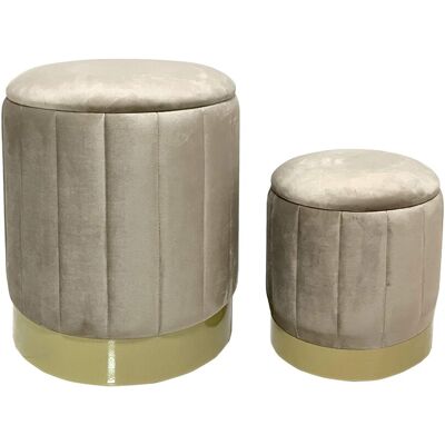 Mobili Rebecca Rebecca Möbelset - 2 Pouf Samt Beige - Möbelset Mobili Rebecca Rebecca Möbelset - 2 Pouf Samt Beige - Möbelset