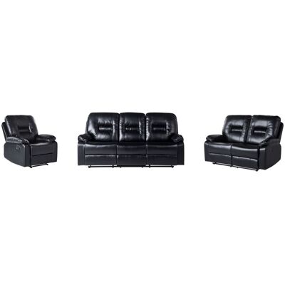BELIANI Sofa Set Manuell Verstellbar 6-sitzer Bergen Kunstleder Schwarz BELIANI Sofa Set Manuell Verstellbar 6-sitzer Bergen Kunstleder Schwarz