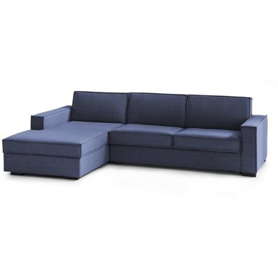 Festes Sofa Perla, Ecksofa, 100% Made In Italy, Sofa Wohnzimmer Mit, Containerhalbinsel Links, Mit Schmalen Armlehnen, Cm 260x95h90, Blau - Talamo Italia Festes Sofa Perla, Ecksofa, 100% Made In Italy, Sofa Wohnzimmer Mit, Containerhalbinsel Links, Mit Schmalen Armlehnen, Cm 260x95h90, Blau - Talamo Italia