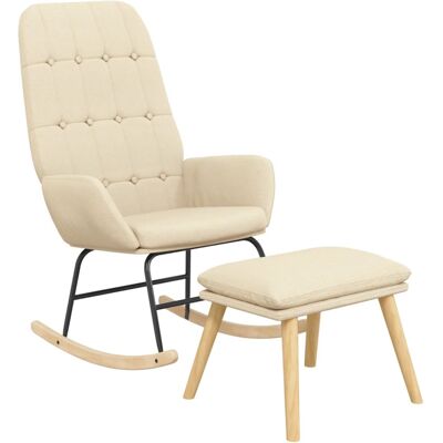 VIDAXL - Sillón mecedora - Creme - 70x79x101 cm - Tela VIDAXL - Sillón mecedora - Creme - 70x79x101 cm - Tela