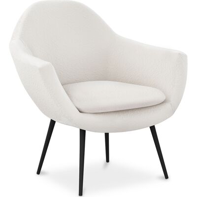 Privatefloor - Sessel Mit Armlehnen - Bezogen Mit Bouclé-stoff - Eila Weiß Privatefloor - Sessel Mit Armlehnen - Bezogen Mit Bouclé-stoff - Eila Weiß