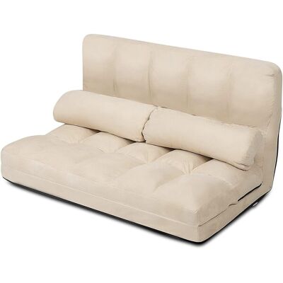 Costway Schlafsofa Mit 2 Kissen, Sofabett Mit 6 Stufig Verstellbarer Rücklehne, Lazy Sofa Klappbar, Für Schlafzimmer, Wohnzimmer Und Balkon Beige Costway Schlafsofa Mit 2 Kissen, Sofabett Mit 6 Stufig Verstellbarer Rücklehne, Lazy Sofa Klappbar, Für Schlafzimmer, Wohnzimmer Und Balkon Beige