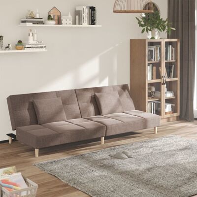 Devenirriche - Schlafsofa 2-sitzer Mit 2 Kissen Taupe Stoff Vidaxl Devenirriche - Schlafsofa 2-sitzer Mit 2 Kissen Taupe Stoff Vidaxl
