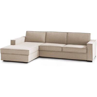 Festes Sofa Dlovis, Ecksofa, 100% Made In Italy, Sofa Wohnzimmer Mit, Containerhalbinsel Links, Mit Schmalen Armlehnen, Cm 260x95h90, Beige - Dmora Festes Sofa Dlovis, Ecksofa, 100% Made In Italy, Sofa Wohnzimmer Mit, Containerhalbinsel Links, Mit Schmalen Armlehnen, Cm 260x95h90, Beige - Dmora