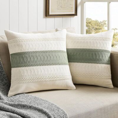 OEM 40 X 40 Cm Großer, Salbeigrüner, Gestreifter Dekokissenbezug Im Boho-stil Aus Gewebtem Stoff Für Sofa, Wohnzimmer Und Schlafzimmer, 2er-set OEM 40 X 40 Cm Großer, Salbeigrüner, Gestreifter Dekokissenbezug Im Boho-stil Aus Gewebtem Stoff Für Sofa, Wohnzimmer Und Schlafzimmer, 2er-set