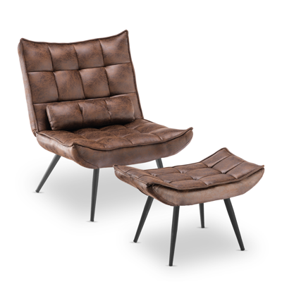 M Mcombo Sessel Mit Hocker 4779br, Moderner Relaxsessel Mit Taillenkissen Für Wohnzimmer, Retro Vintage Lesesessel Loungesessel Stuhl Polstersessel, Mikrofaser, Braun, M Mcombo Sessel Mit Hocker 4779br, Moderner Relaxsessel Mit Taillenkissen Für Wohnzimmer, Retro Vintage Lesesessel Loungesessel Stuhl Polstersessel, Mikrofaser, Braun,