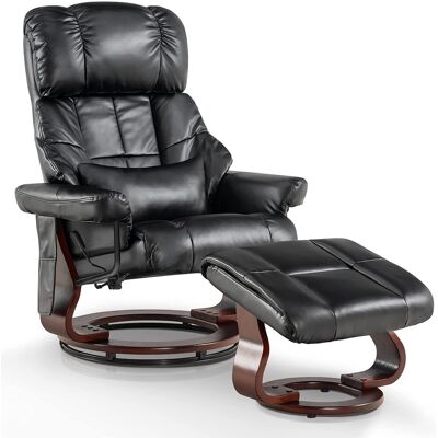 M Mcombo Massagesessel Mit Hocker, 360° Drehbarer Relaxsessel Mit Liegefunktion, Moderner Tv-sessel Fernsehsessel Mit Seitentasche Für Wohnzimmer, Kunstleder, 9068 (schwarz) M Mcombo Massagesessel Mit Hocker, 360° Drehbarer Relaxsessel Mit Liegefunktion, Moderner Tv-sessel Fernsehsessel Mit Seitentasche Für Wohnzimmer, Kunstleder, 9068 (schwarz)
