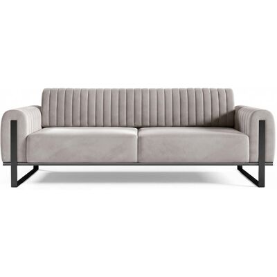 Selsey Parissa - Schlafsofa, Samt Hellgrau Schwarze Füße, 228 Cm Selsey Parissa - Schlafsofa, Samt Hellgrau Schwarze Füße, 228 Cm