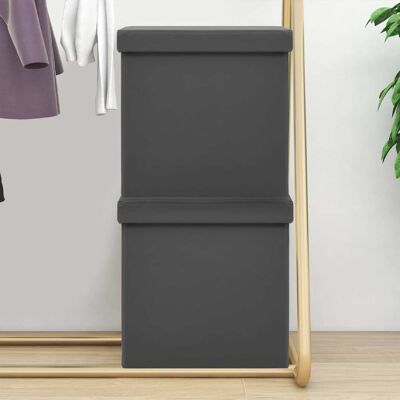 Hocker Mit Stauraum 2 Stk. Grau Pvc Vidaxl Hocker Mit Stauraum 2 Stk. Grau Pvc Vidaxl