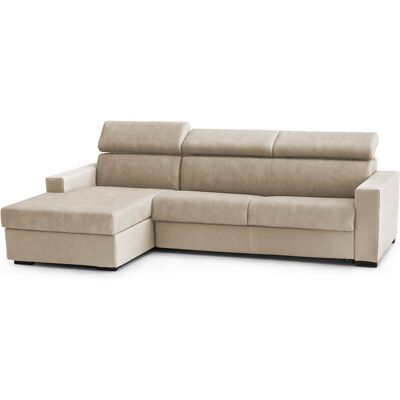 Schlafsofa Aleandra, Ecksofa, 100% Made In Italy, Sofa Mit Drehöffnung, Mit Linker Behälterhalbinsel, Mit Schmalen Armlehnen, Cm 260x95h85, Beige - Talamo Italia Schlafsofa Aleandra, Ecksofa, 100% Made In Italy, Sofa Mit Drehöffnung, Mit Linker Behälterhalbinsel, Mit Schmalen Armlehnen, Cm 260x95h85, Beige - Talamo Italia