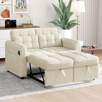 SANS MARQUE Modernes Design Loveseat-sofa – 142x85x83 Cm – 55.6 Kg – Aus Leinenoptik – 3-in-1 Schlafsofa – Einstellbarer Rückenlehnenwinkel – Angenehmes SANS MARQUE Modernes Design Loveseat-sofa – 142x85x83 Cm – 55.6 Kg – Aus Leinenoptik – 3-in-1 Schlafsofa – Einstellbarer Rückenlehnenwinkel – Angenehmes