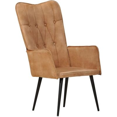 vidaXL Flügelstuhl Braun Canvas - Wing Chair vidaXL Flügelstuhl Braun Canvas - Wing Chair
