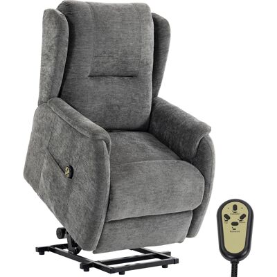 SWYEOOT Fernsehsessel Relaxsessel Mit Aufstehhilfe Für Senioren, Chenille-optik, Mit Fernbedienung Und Seitentaschen, Dunkelgrau SWYEOOT Fernsehsessel Relaxsessel Mit Aufstehhilfe Für Senioren, Chenille-optik, Mit Fernbedienung Und Seitentaschen, Dunkelgrau