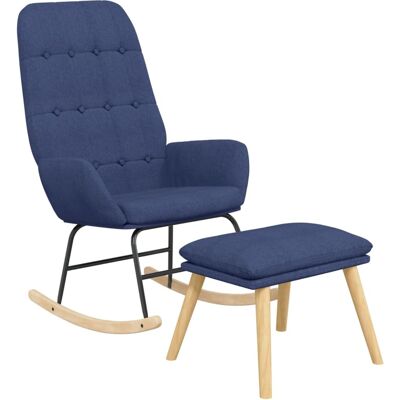 Schaukelstuhl Mit Fußhocker Blau Stoff Vidaxl Schaukelstuhl Mit Fußhocker Blau Stoff Vidaxl