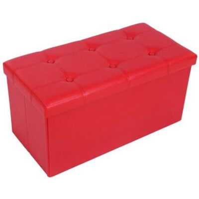 Trade Shop Traesio - Trade Shop - Pouf Box Rechteckig Kunstleder Truhe Fusshocker Farbe - Rot Trade Shop Traesio - Trade Shop - Pouf Box Rechteckig Kunstleder Truhe Fusshocker Farbe - Rot