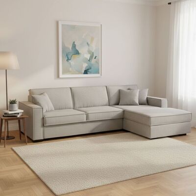 Schlafsofa Adela, Ecksofa, 100% Made In Italy, Sofa Mit Drehöffnung, Rechte Containerhalbinsel, Mit Standard-armlehnen, Cm 280x95h90, Grau - Talamo Italia Schlafsofa Adela, Ecksofa, 100% Made In Italy, Sofa Mit Drehöffnung, Rechte Containerhalbinsel, Mit Standard-armlehnen, Cm 280x95h90, Grau - Talamo Italia