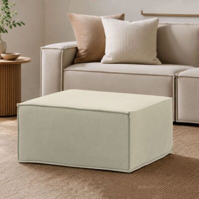 Puff Barbara, Ottomane Im Wohnzimmer, 100% Made In Italy, Relaxsessel Aus Gepolstertem Stoff, Cm 80x70h43, Beige - Talamo Italia Puff Barbara, Ottomane Im Wohnzimmer, 100% Made In Italy, Relaxsessel Aus Gepolstertem Stoff, Cm 80x70h43, Beige - Talamo Italia