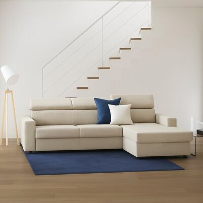 Festes Sofa Mikaela, Ecksofa, 100% Made In Italy, Sofa Im Wohnzimmer Mit Chaiselongue, In Gepolstertem Stoff - Rechte Containerhalbinsel, Mit Schmalen Armlehnen, Cm 260x95h85, Beige - Talamo Italia Festes Sofa Mikaela, Ecksofa, 100% Made In Italy, Sofa Im Wohnzimmer Mit Chaiselongue, In Gepolstertem Stoff - Rechte Containerhalbinsel, Mit Schmalen Armlehnen, Cm 260x95h85, Beige - Talamo Italia