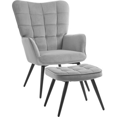 SWYEOOT 2-teiliges Relaxsessel Set Mit Ottomane Tv-sessel Polstersessel Mit Fußhocker Grau SWYEOOT 2-teiliges Relaxsessel Set Mit Ottomane Tv-sessel Polstersessel Mit Fußhocker Grau