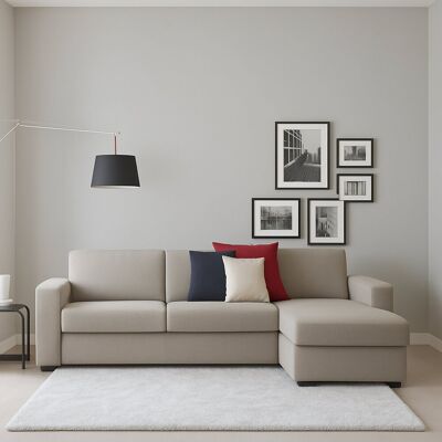 Festes Sofa Nicoletta, Ecksofa, 100% Made In Italy, Sofa-wohnzimmer, Mit Wendebehälter Halbinsel, Aus Gepolstertem Stoff, Mit Standard-armlehnen, Cm 280x95h90 - Talamo Italia Festes Sofa Nicoletta, Ecksofa, 100% Made In Italy, Sofa-wohnzimmer, Mit Wendebehälter Halbinsel, Aus Gepolstertem Stoff, Mit Standard-armlehnen, Cm 280x95h90 - Talamo Italia