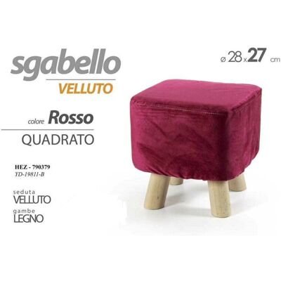 Trade Shop Traesio - Trade Shop - Pouf Hocker Samt Farbe Blau Rot Grün Quadratisch Rund Holzbeine 28x27cm - Platz Rot Trade Shop Traesio - Trade Shop - Pouf Hocker Samt Farbe Blau Rot Grün Quadratisch Rund Holzbeine 28x27cm - Platz Rot