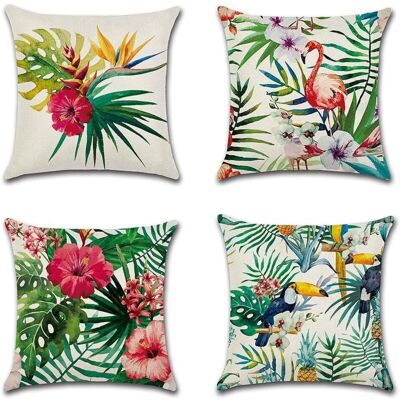 GALOZZOIT Set Mit 4 Leinenkissenbezügen, Dekorative Quadratische Bezüge Mit Wald- Und Tropenpflanzenmotiven, Ideal Für Sofas, Betten, Stühle, 45 X 45 Cm, Leinen, 45 X 45 Zentimeter GALOZZOIT Set Mit 4 Leinenkissenbezügen, Dekorative Quadratische Bezüge Mit Wald- Und Tropenpflanzenmotiven, Ideal Für Sofas, Betten, Stühle, 45 X 45 Cm, Leinen, 45 X 45 Zentimeter