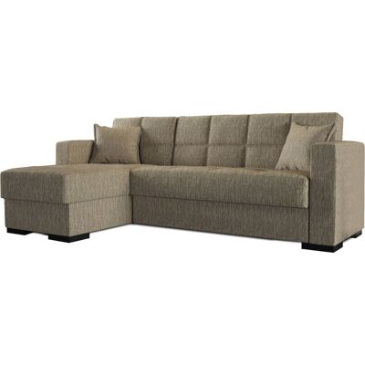Schlafsofa Fernando, Eckschlafsofa Mit Umkehrbarer Halbinsel, Aufbewahrungssofa Für Wohnzimmer Mit Chaiselongue Und 2 Kissen, Cm 230x150h81, Beige - Dmora Schlafsofa Fernando, Eckschlafsofa Mit Umkehrbarer Halbinsel, Aufbewahrungssofa Für Wohnzimmer Mit Chaiselongue Und 2 Kissen, Cm 230x150h81, Beige - Dmora