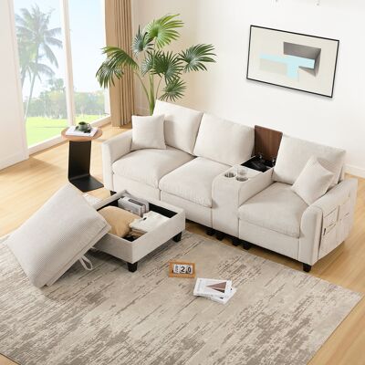 SANS MARQUE L-form Ecksofa – 229x149,5x83 Cm – 69.8 Kg – Aus Cord – Mit 2 Kissen – Dieses Moderne L-förmige – An Den Armlehnen – Hergestellt Aus – Cord Stoff SANS MARQUE L-form Ecksofa – 229x149,5x83 Cm – 69.8 Kg – Aus Cord – Mit 2 Kissen – Dieses Moderne L-förmige – An Den Armlehnen – Hergestellt Aus – Cord Stoff