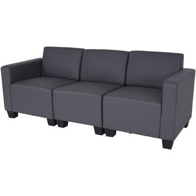 HHG Lyon 3-Sitzer Modularsofa - Dunkelgraues Kunstleder HHG Lyon 3-Sitzer Modularsofa - Dunkelgraues Kunstleder