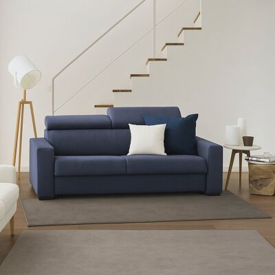 Festes Sofa Alexandra, 2-sitzer-sofa, 100% Made In Italy, Sofa-wohnzimmer, Aus Gepolstertem Stoff, Mit Verstellbaren Kopfstützen Und Schlanken Armlehnen, Cm 160x95h85, Blau - Talamo Italia Festes Sofa Alexandra, 2-sitzer-sofa, 100% Made In Italy, Sofa-wohnzimmer, Aus Gepolstertem Stoff, Mit Verstellbaren Kopfstützen Und Schlanken Armlehnen, Cm 160x95h85, Blau - Talamo Italia