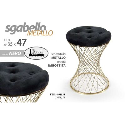 Argonauta - 2x Trendy Schwarze Hocker Mit Goldener Struktur, Cm 35 X 47 H Argonauta - 2x Trendy Schwarze Hocker Mit Goldener Struktur, Cm 35 X 47 H