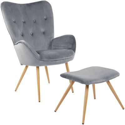 Albatros - Ohrensessel Mit Hocker York, Samt Bezug, Bequem Gepolstert, Fernsehsessel, Polstersessel, Farbe Ohrensessel:grau Albatros - Ohrensessel Mit Hocker York, Samt Bezug, Bequem Gepolstert, Fernsehsessel, Polstersessel, Farbe Ohrensessel:grau