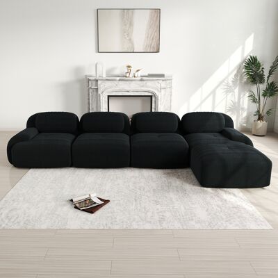 KELLANY 4-sitzer Ecksofa Mit 32d Hochelastischer Polsterung, Rahmenloses Sofa, Rutschfest, Mit Chaiselongue, Extra-breite Armlehnen, Frei Kombinierbar, Ohne Montage Für Büro, Wohnzimmer Und Heimkino, Black KELLANY 4-sitzer Ecksofa Mit 32d Hochelastischer Polsterung, Rahmenloses Sofa, Rutschfest, Mit Chaiselongue, Extra-breite Armlehnen, Frei Kombinierbar, Ohne Montage Für Büro, Wohnzimmer Und Heimkino, Black