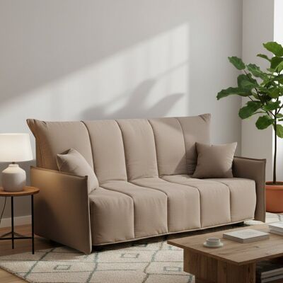 Schlafsofa Allyson, 3-sitzer-sofa, 100% Made In Italy, Wohnzimmersofa Mit Trolley-öffnung, Aus Gepolstertem Stoff, Mit Standard-armlehnen, Cm 190x90h85, Turteltaube - Talamo Italia Schlafsofa Allyson, 3-sitzer-sofa, 100% Made In Italy, Wohnzimmersofa Mit Trolley-öffnung, Aus Gepolstertem Stoff, Mit Standard-armlehnen, Cm 190x90h85, Turteltaube - Talamo Italia