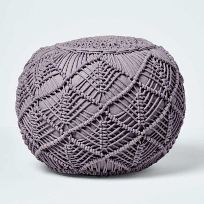 Homescapes Grauer Makramee Pouffe - Pouffe, 35 x 40 cm, Unisex Homescapes Grauer Makramee Pouffe - Pouffe, 35 x 40 cm, Unisex