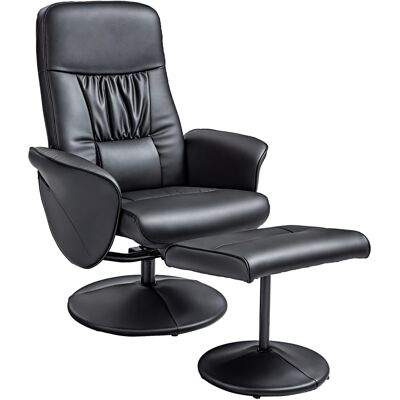 Entspannungssessel Mit Fußstütze Aus Kunstleder Und Metall Homaire L81xb76xh101 Cm - Schwarz Entspannungssessel Mit Fußstütze Aus Kunstleder Und Metall Homaire L81xb76xh101 Cm - Schwarz