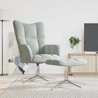 Relaxsessel Mit Hocker Hellgrau Samt Vidaxl Relaxsessel Mit Hocker Hellgrau Samt Vidaxl