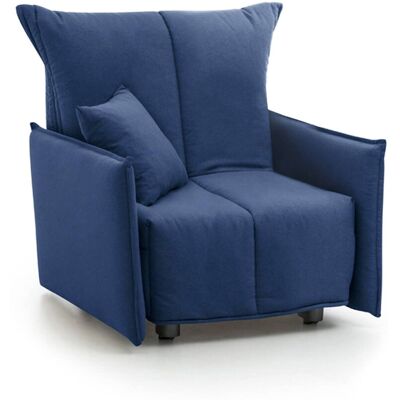 Schlafsofa Almerinda, Einzelsofa, 100% Made In Italy, Wohnzimmersessel Mit Trolley-öffnung, Aus Gepolstertem Stoff, Mit Standard-armlehnen, Cm 110x90h85, Blau - Talamo Italia Schlafsofa Almerinda, Einzelsofa, 100% Made In Italy, Wohnzimmersessel Mit Trolley-öffnung, Aus Gepolstertem Stoff, Mit Standard-armlehnen, Cm 110x90h85, Blau - Talamo Italia