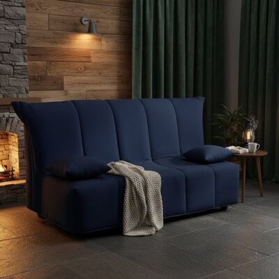 Schlafsofa Allegra, 3-sitzer-sofa, 100% Made In Italy, Wohnzimmersofa Mit Trolley-öffnung, Aus Gepolstertem Stoff, Inklusive Kissen, Cm 165x90h85, Blau - Talamo Italia Schlafsofa Allegra, 3-sitzer-sofa, 100% Made In Italy, Wohnzimmersofa Mit Trolley-öffnung, Aus Gepolstertem Stoff, Inklusive Kissen, Cm 165x90h85, Blau - Talamo Italia