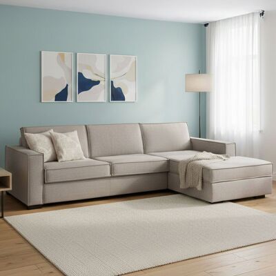 Schlafsofa Adelia, Ecksofa, 100% Made In Italy, Sofa Mit Drehöffnung, Rechte Containerhalbinsel, Mit Schmalen Armlehnen, Cm 260x95h90, Turteltaube - Talamo Italia Schlafsofa Adelia, Ecksofa, 100% Made In Italy, Sofa Mit Drehöffnung, Rechte Containerhalbinsel, Mit Schmalen Armlehnen, Cm 260x95h90, Turteltaube - Talamo Italia