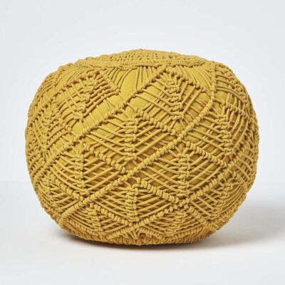 Homescapes Senfgelb Pouffe - Runder Fußhocker - 40x50cm Homescapes Senfgelb Pouffe - Runder Fußhocker - 40x50cm