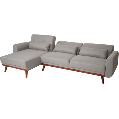 Hhg - Sofa 481, Couch Ecksofa, L-form 3-sitzer Liegefläche Schlaffunktion Stoff/textil 280cm Grau Hhg - Sofa 481, Couch Ecksofa, L-form 3-sitzer Liegefläche Schlaffunktion Stoff/textil 280cm Grau