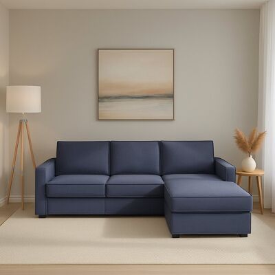 Festes Sofa Nami, Ecksofa, 100% Made In Italy, Sofa Wohnzimmer Mit, Rechte Containerhalbinsel, Mit Standard-armlehnen, Cm 280x95h90, Blau - Talamo Italia Festes Sofa Nami, Ecksofa, 100% Made In Italy, Sofa Wohnzimmer Mit, Rechte Containerhalbinsel, Mit Standard-armlehnen, Cm 280x95h90, Blau - Talamo Italia